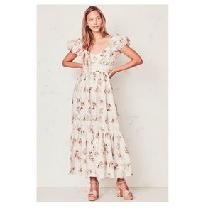 LoveShackFancy Angie linen floral dress SZ 6